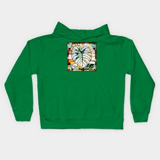 Albino Monstera Stained Glass Kids Hoodie